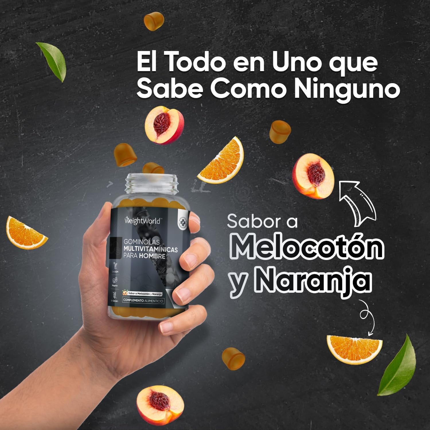 Multivitamínico Hombre Con Minerales - 90 Gominolas Sabor Melocotón Y Naranja - 14 Nutrientes Esenciales - Men Complex De Vitaminas B, Vitamina C, Calcio, Zinc Maca Y Biotina - Vegano Y Sin Gluten